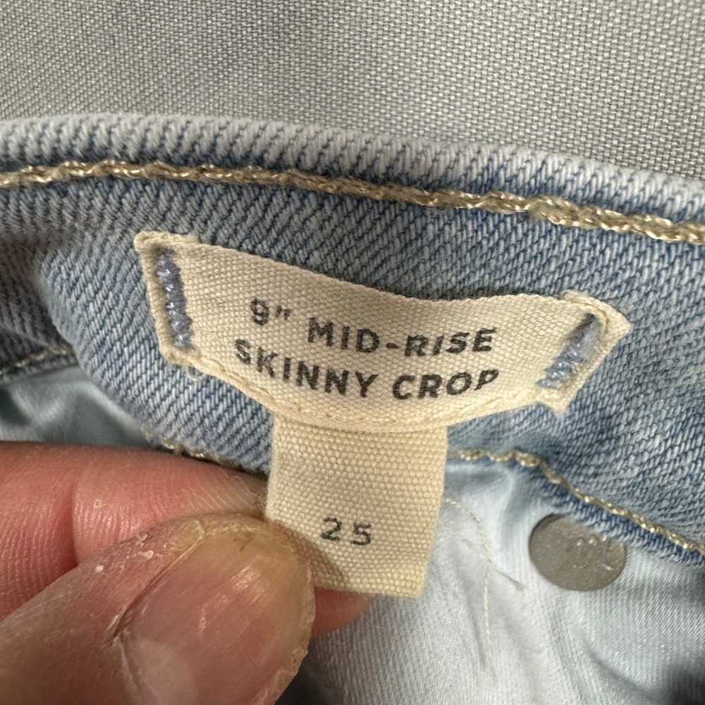 Madewell 9" Mid-Rise Skinny Crop Jeans Light Wash Blue Denim Sz 25 Chic Classic - Picture 4 of 10
